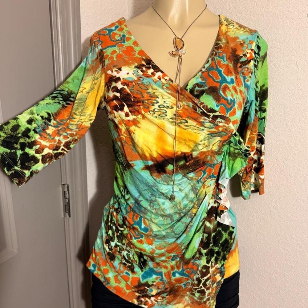 Paris IQ multicolored abstract print blouse